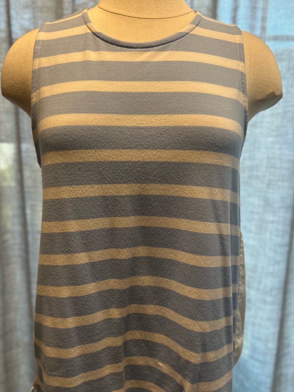 crown & ivy Soft Blue & White Striped Tank